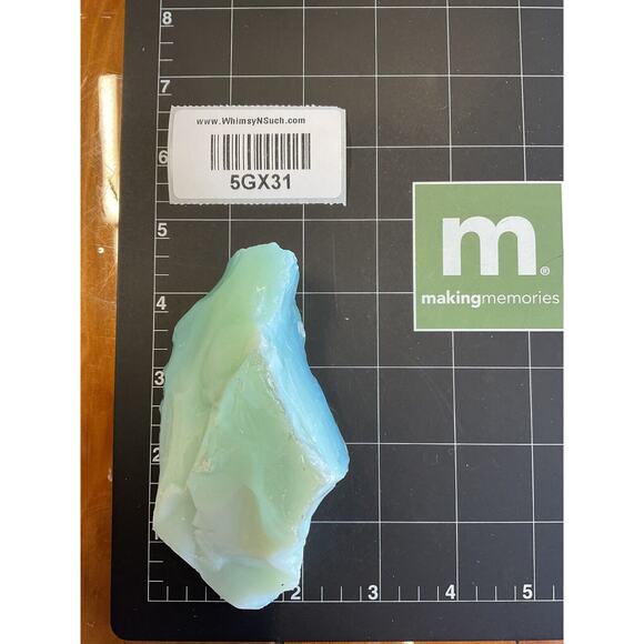 Green Aqua Layered Art Glass Cullet Glowing Manganese Slag Glass #5GX31 - Picture 7 of 7